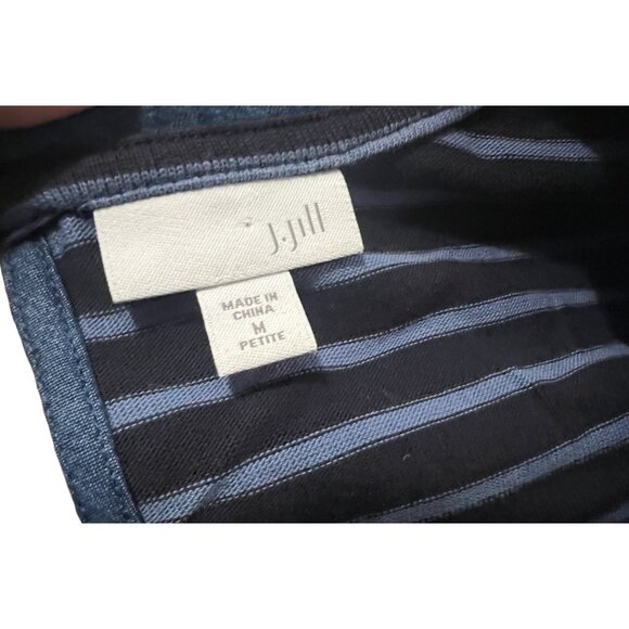 J. JIll Notched Neck Striped 3/4 Sleeve Casual Denim Lined Sheath Dress Sz Mediu - Picture 5 of 16